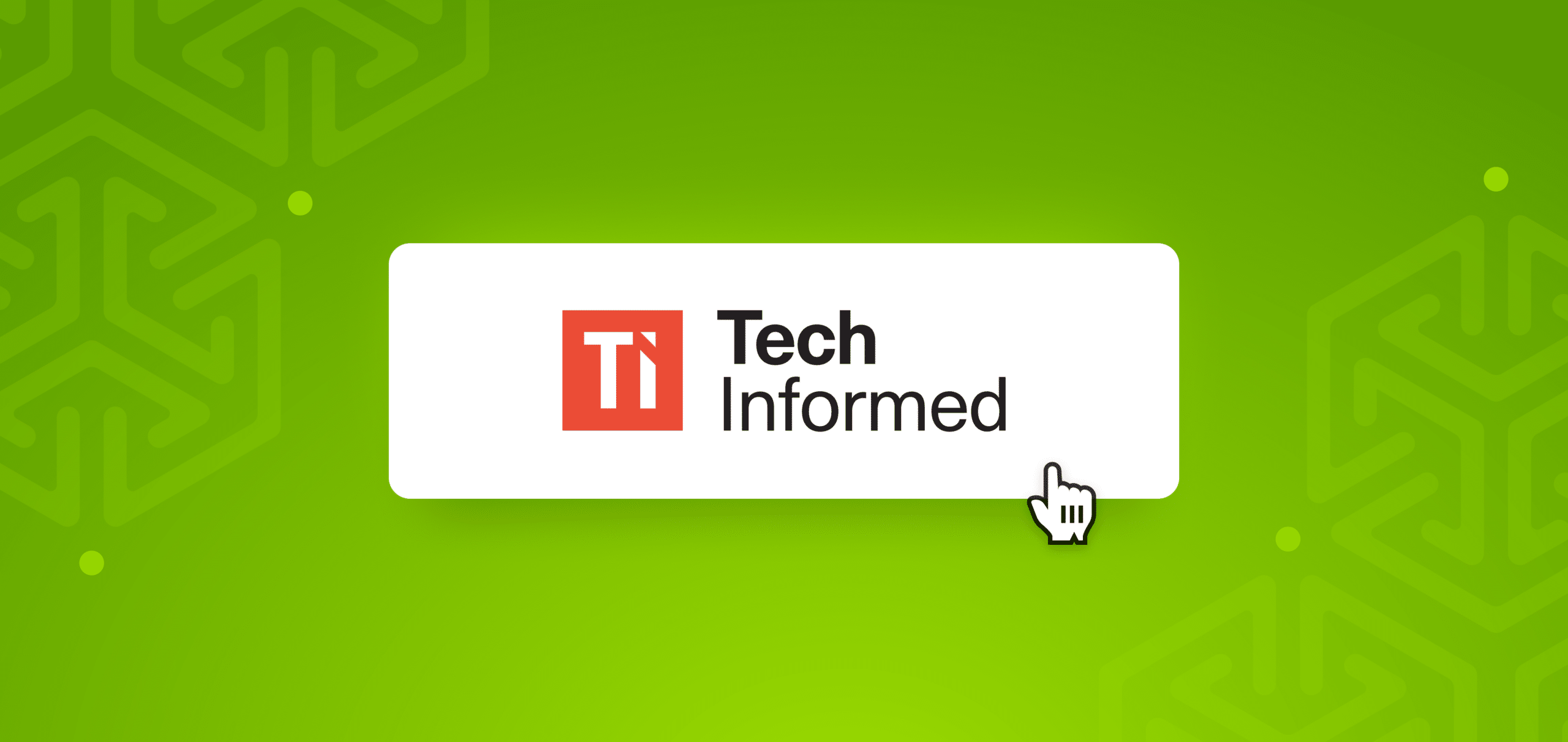 tech informed logo on faux button
